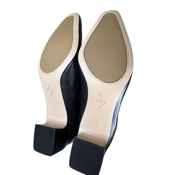 7 Edit Naturalizer Black Leather Square Toe Pumps Size 7W Low Block Heel Shoes - Picture 8 of 9